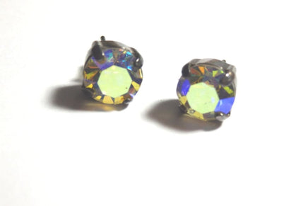 Rebeka Stud Earrings. Small Post Earrings. Ab Crystal Rebeka Stud Earrings. Minimalist Stud Earrings. Minimalist Shiny Post Earrings.