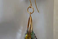 Teardrop Green Earrings. Multi Color Fucshia Green Dangle Earrings. Gold Green Earrings. Briolette Earrings. Teardrop Bridal Earrings.