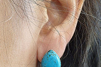 Teardrop Turquoise Stud Earrings. Natural Turquoise Jewelry. Peirced Stud Or Clip On . December Birthstone Jewelry. Post Turquoise Earrings