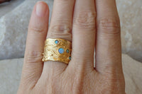 Texture Large Rings. Opal 4 Birthstone Ring