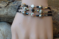 Triple Leather Bracelet. Rebeka Leather Bracelet. Silver Leather Bracelet. Womens Suede Leather Bracelet. Triple Strap Bracelet For Her