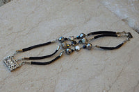 Triple Leather Bracelet. Rebeka Leather Bracelet. Silver Leather Bracelet. Womens Suede Leather Bracelet. Triple Strap Bracelet For Her