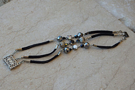 Triple Leather Bracelet. Rebeka Leather Bracelet. Silver Leather Bracelet. Womens Suede Leather Bracelet. Triple Strap Bracelet For Her