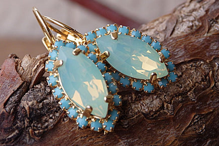 Turquoise And Mint Drop Earrings. Opal Turquoise Earrings. Bridal Mint Earrings. Oval Crystal Mint Earrings. Crystal Rhinestone Earrings