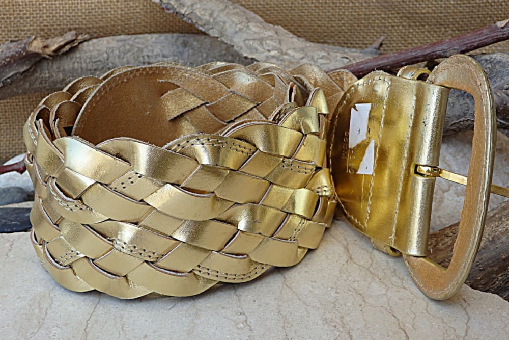 Jutrel Cognac - Gold Faux-Leather Belt