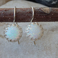White Opal Silver Earrings For Bride Earrings