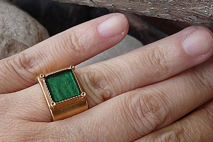 Yellow Square Signet Ring. Womens Signet Ring. Enamel Ring. Enamel Jewelry. Gold Plated Enamel Ring. Gold Signet Ring. Geometric Gold Ring