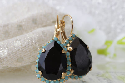 Black evening earrings