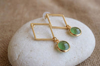 Geometric Green Earrings