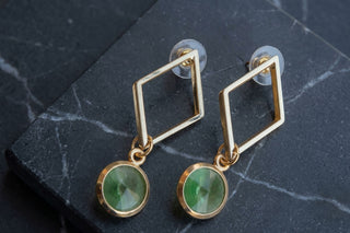Geometric Green Earrings