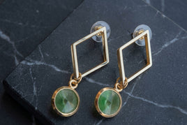 Geometric Green Earrings