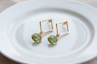 Geometric Green Earrings
