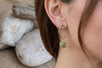 Geometric Green Earrings