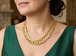 Gold Chunky Statement Evening Necklace