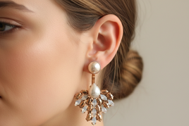 Rose Gold Pearl Ear Jacket Earrings