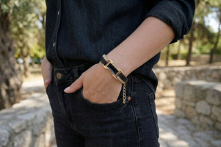 Cream and black bracelet