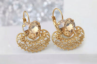 Gold Romantic Heart Shaped Earrings
