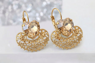 Gold Romantic Heart Shaped Earrings