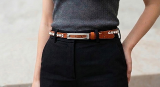 Skinny brown leather belt