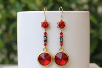 Red coral earrings.