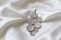 Antique Israeli Silver Coin Necklace