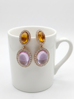 BOUCLES D'OREILLES ROSES JAUNES