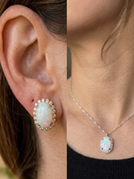 White Opal Gold Earrings
