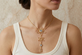 Blue Floral Graduated Necklace