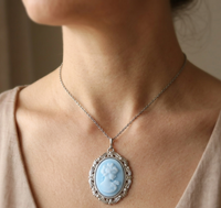 Blue Cameo statement Necklace