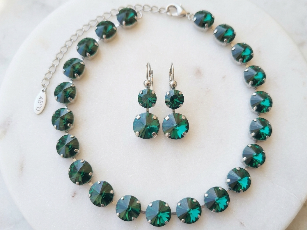 Emerald Green Necklace Necklace and earrings set