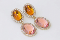BOUCLES D'OREILLES ROSES JAUNES