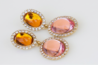 BOUCLES D'OREILLES ROSES JAUNES