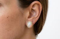 White Opal Gold Earrings