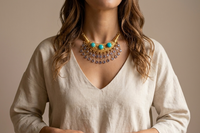Turquoise Gold Bib Necklace