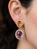 BOUCLES D'OREILLES ROSES JAUNES