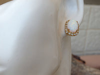 White Opal Gold Necklace & Opal Stud Earrings