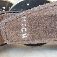 Tiger leather belt, Dark brown leather belt, Buckle leather belt, Women's leather belt, Circle metal ornamented belt, Tiger striped belt