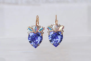 Blue Sapphire Heart Earrings