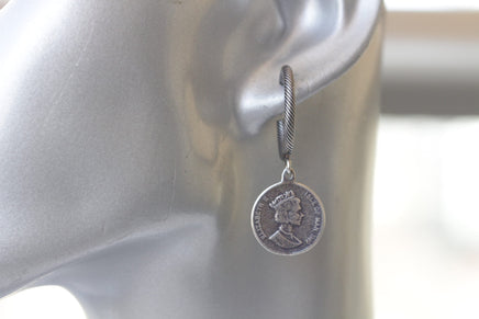 SILVER COIN EARRINGS, Coin Hoop Earrings, Coin Jewelry,Dangle Coin Statement Earrings, Antique Coin Earrings for Women gift, Silver or Gold