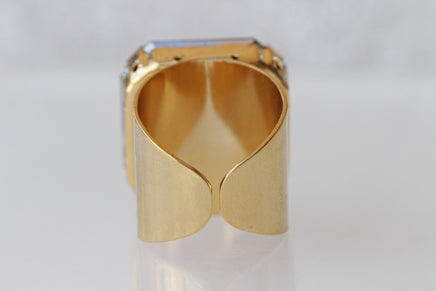 Crystal Square Statement Ring – Adjustable Cocktail Jewelry