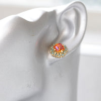 Minimalist GOLDEN PINK EARRINGS, Astral Pink Earrings, Orange Mint Earrings, Orange Earrings, Bridesmaid Earrings Gift, Small Stud Earrings