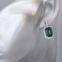 EMERALD EARRINGS, Bridal Stud Earrings, Dark Green Earrings, Bridal Shower Evening Classic Earrings, Bridesmaid Earrings,Emerald And Crystal