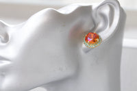 ORANGE PINK EARRINGS, Astral Pink Earrings, Orange Turquoise Earrings, Bridal Shower Earrings, Bridesmaid Earrings Gift, Small Stud Earrings