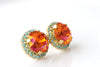 ORANGE PINK EARRINGS, Astral Pink Earrings, Orange Turquoise Earrings, Bridal Shower Earrings, Bridesmaid Earrings Gift, Small Stud Earrings