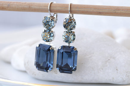 NAVY BLUE EARRINGS ,Montana Blue Bridal Drop Earrings, Dark Blue Chandelier Earrings,Wedding Long Dangle Earrings, Mother of the Groom Gift