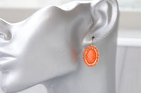 ORANGE OPAL EARRINGS, Opal Drop Earrings, Fire Opal Earrings, Christmas Gift, Oval Orange Earrings, Opal Gold Earrings, Unique Gift For Her