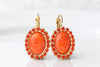 ORANGE OPAL EARRINGS, Opal Drop Earrings, Fire Opal Earrings, Christmas Gift, Oval Orange Earrings, Opal Gold Earrings, Unique Gift For Her