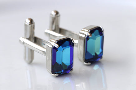 BLUE CUFFLINKS, Blue Sapphire Cufflinks, Groom Cufflinks, best man cufflinks, Royal Blue Suit Gift, Cufflinks, Father Of The Bride Cufflink