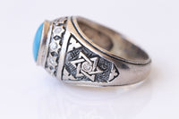 Star Of David ring, mens ring, Statement ring, Religious ring, Turquoise ring, Husband Ring Gift, Silver Sterling 925 ring. Jewish jewelry