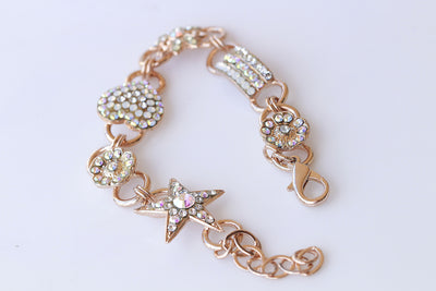 ROSE GOLD BRACELET, Jewelry For Bride, Opal Wedding Bracelet, Ab Crystal Bracelet, Bridesmaid Gift, Bridal Bracelet, Heart Shaped Bracelet